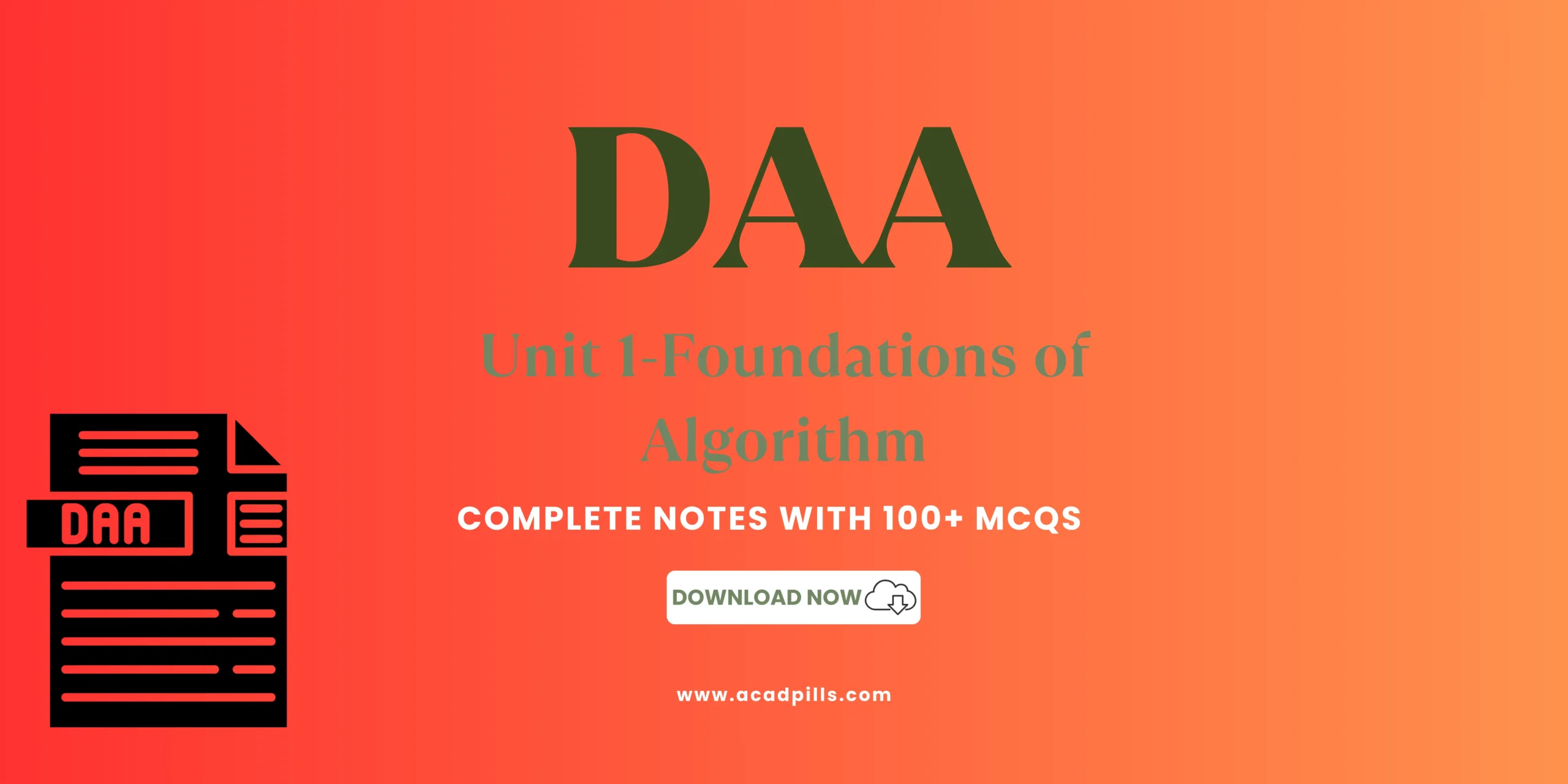 DAA Foundations of Algorithm notes with mcqs