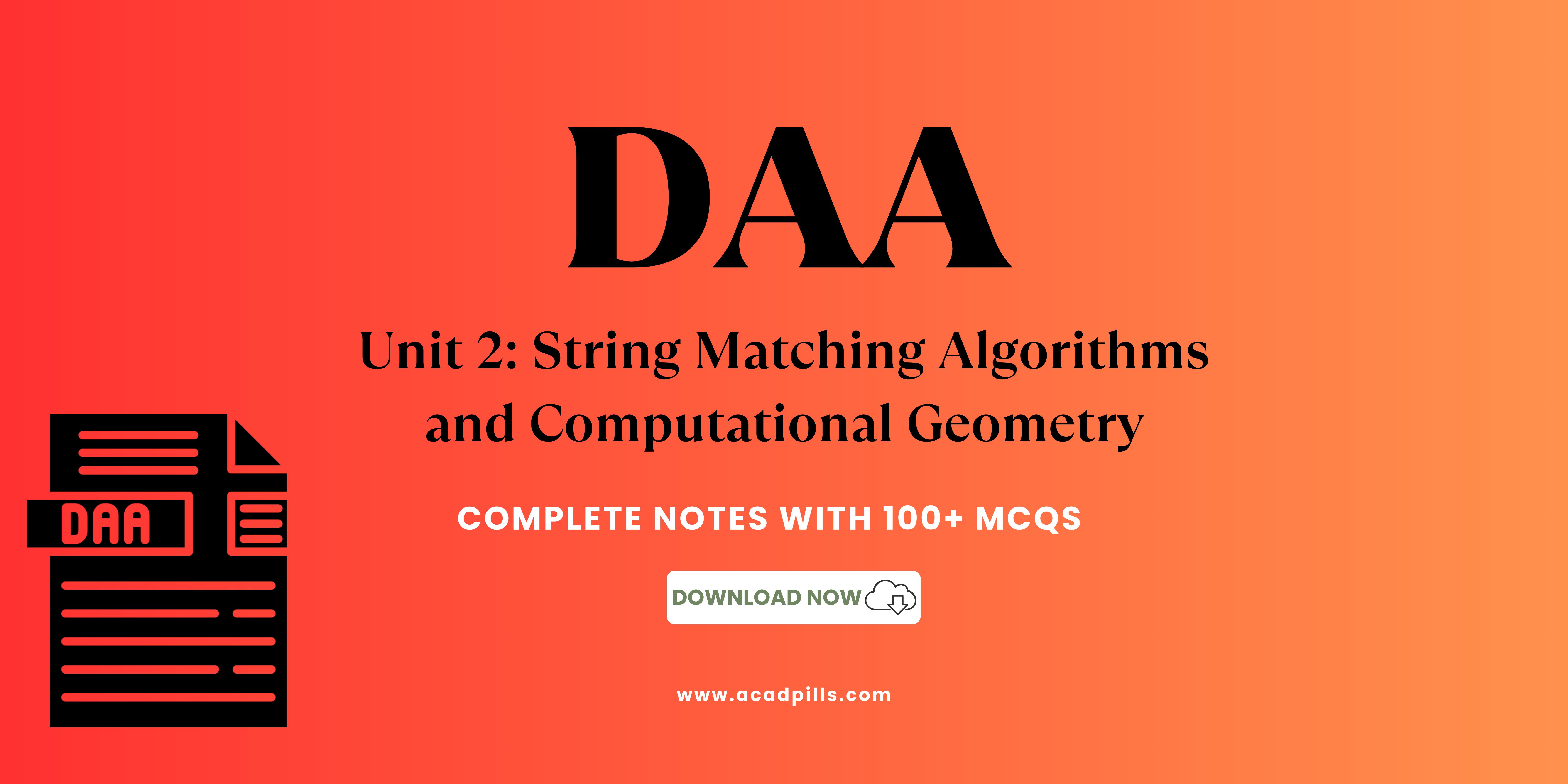 Unit 2 String Matching Algorithms and Computational Geometry