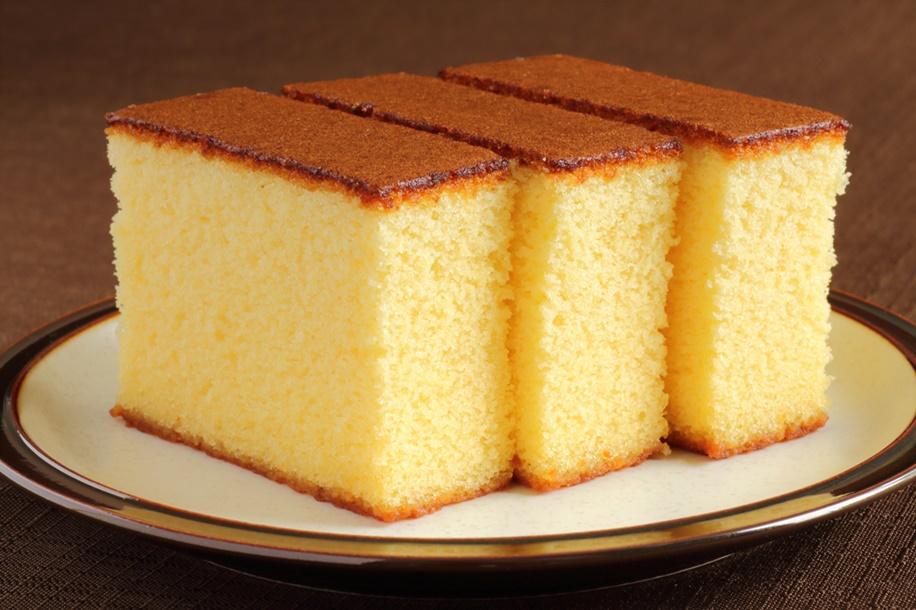 A fluffy cake made using baking powder.
